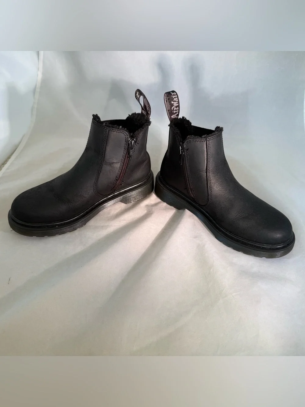 Dr. Martens Junior 2976 Leonore Fur Lined Boots Black Size US 2 / UK 1